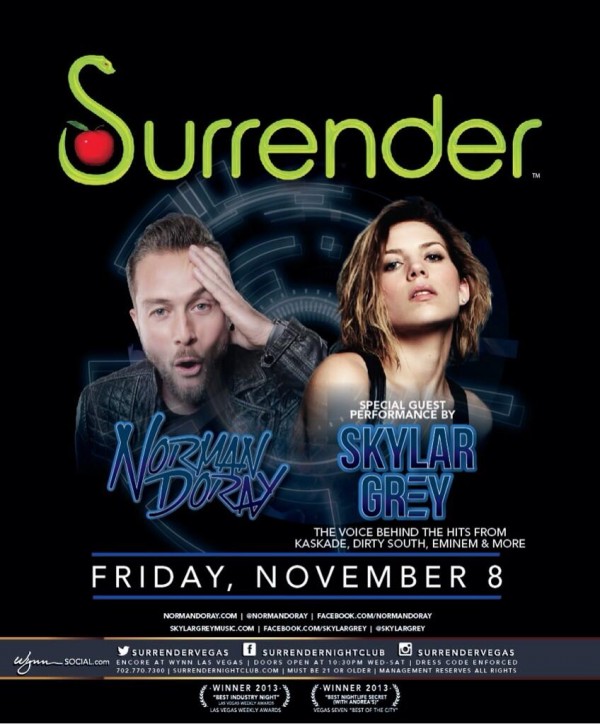 8 ноября (Пятница) Скайлар Грей выступит в Лас-Вегасе в клубе Surrender. Однако, ранее певица объявила об отмене всех предстоящих выступлений. Что творится с мисс Грей, пока непонятно.